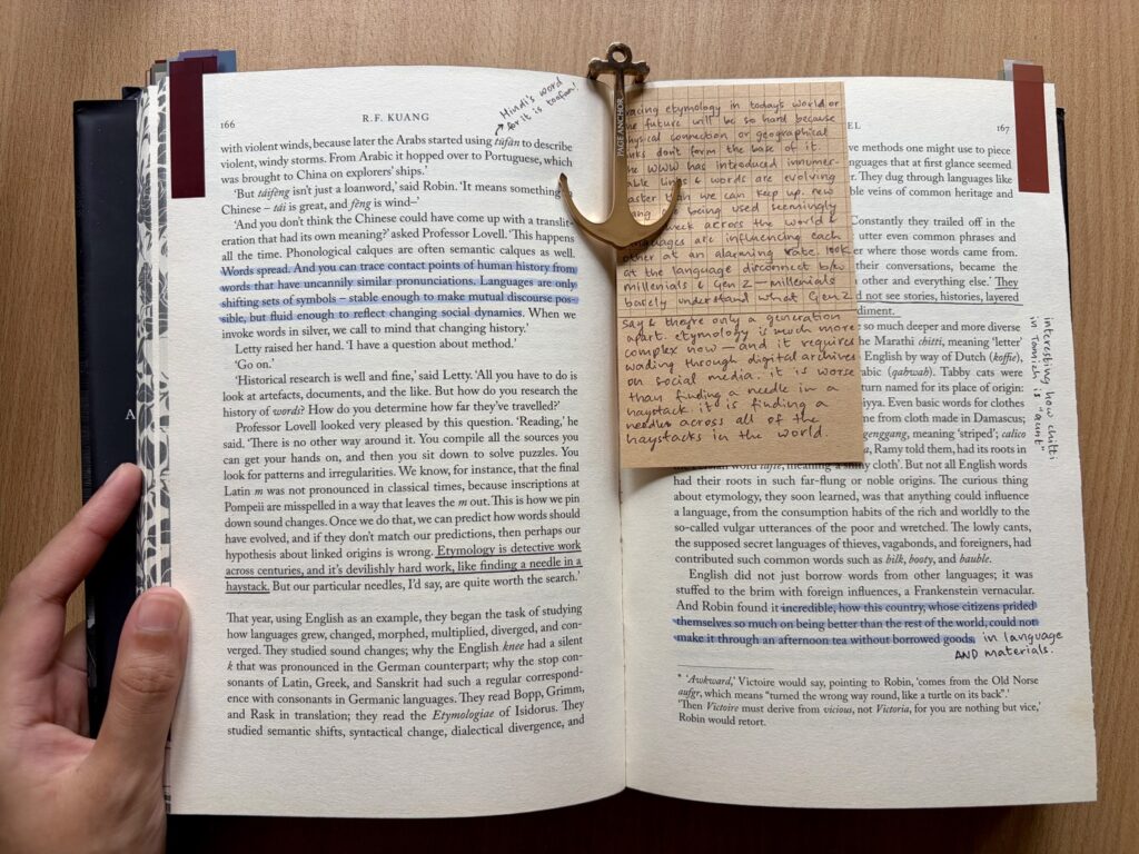babel annotations with sticky tabs, sticky notes, highlighters, and pen