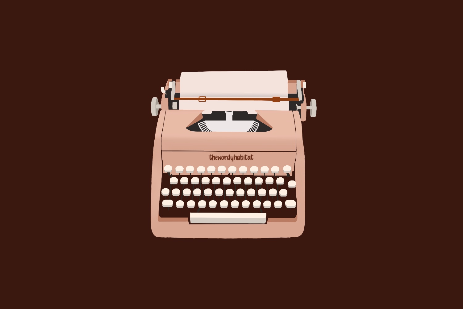 illustration of a typewriter with paper loaded in it.