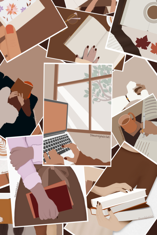 a collage of a bunch of my illustrations that i've posted before on the blog