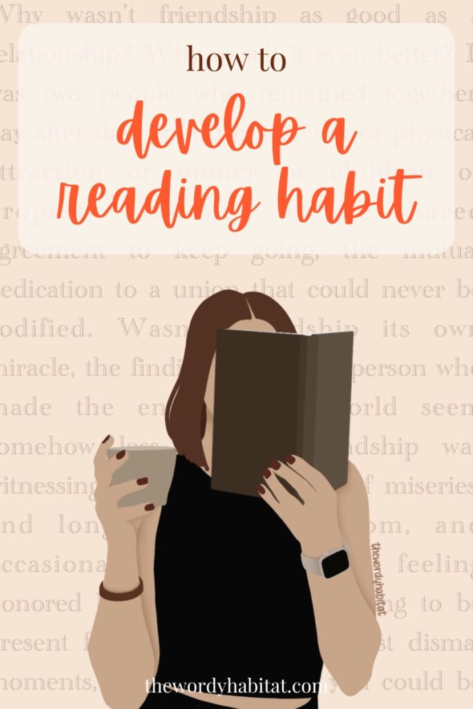 how to develop a reading habit pinterest image
