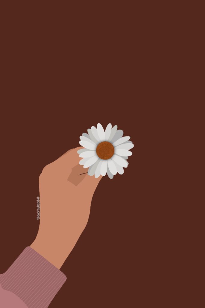 illustration of a person holding up a daisy flower