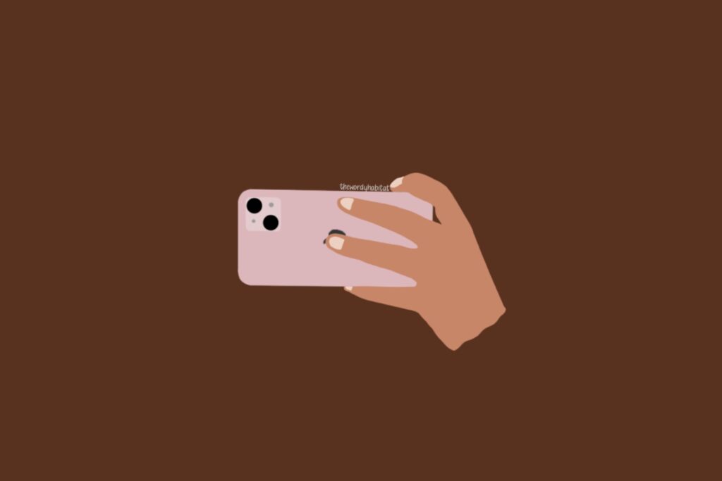 illustration of a hand holding an iphone horizontally to record