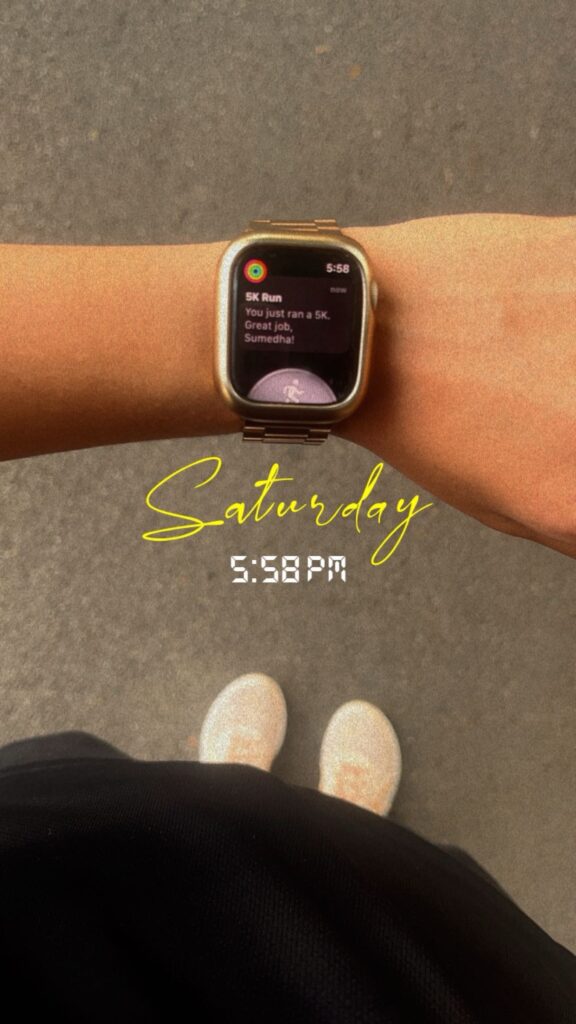 a picture of my apple watch saying "you just ran a 5k!"