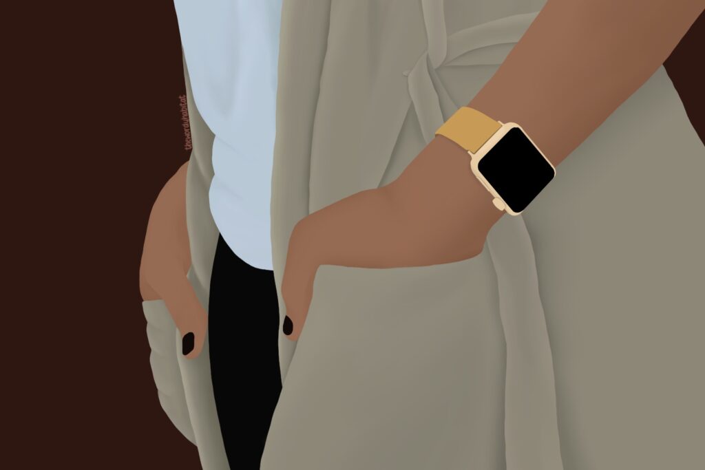 illustration of a person wearing an apple watch