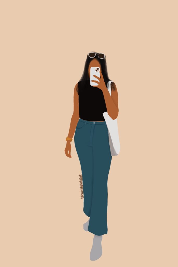 illustration of a woman taking a mirror selfie
