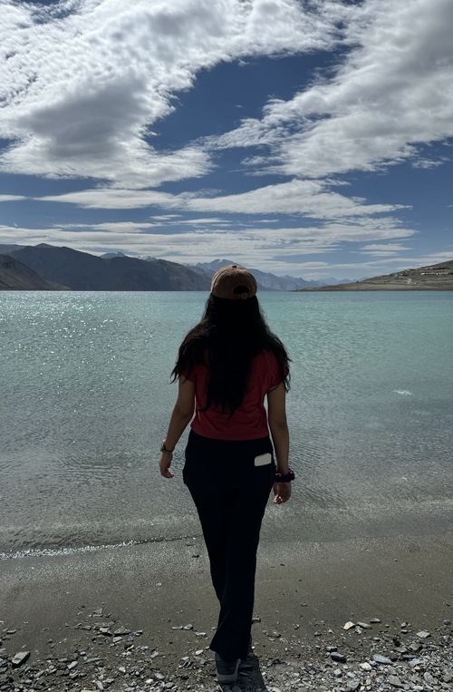 photo of me turned towards the pangong lake in ladakh