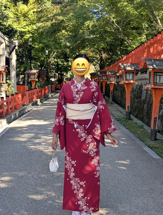 me wearing a kimono