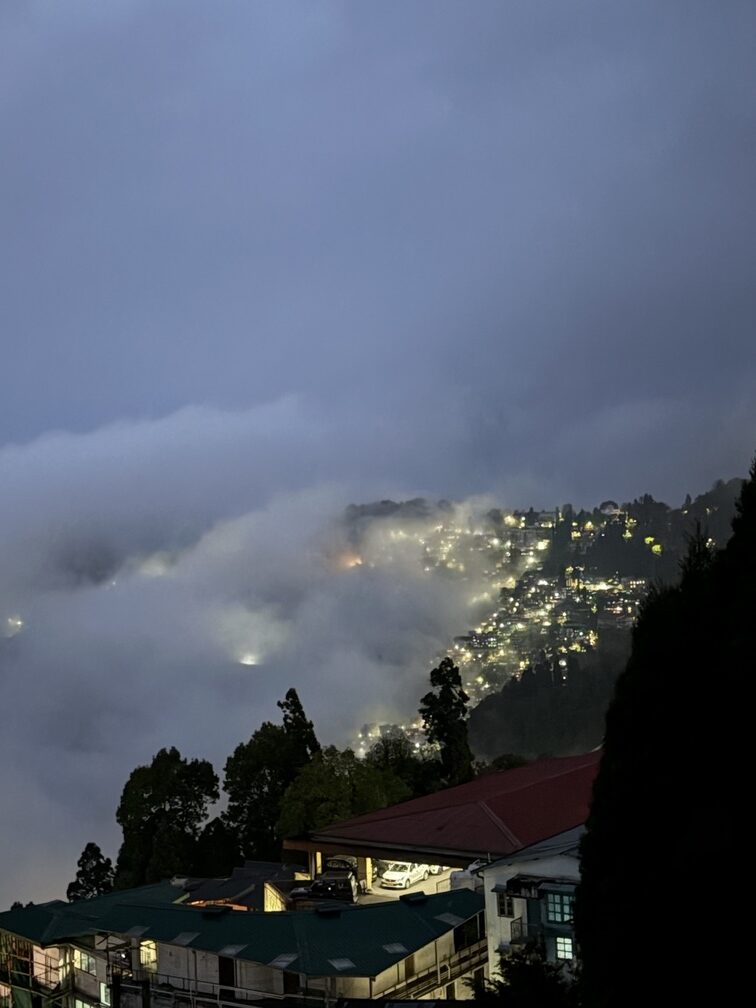 view of a foggy Darjeeling